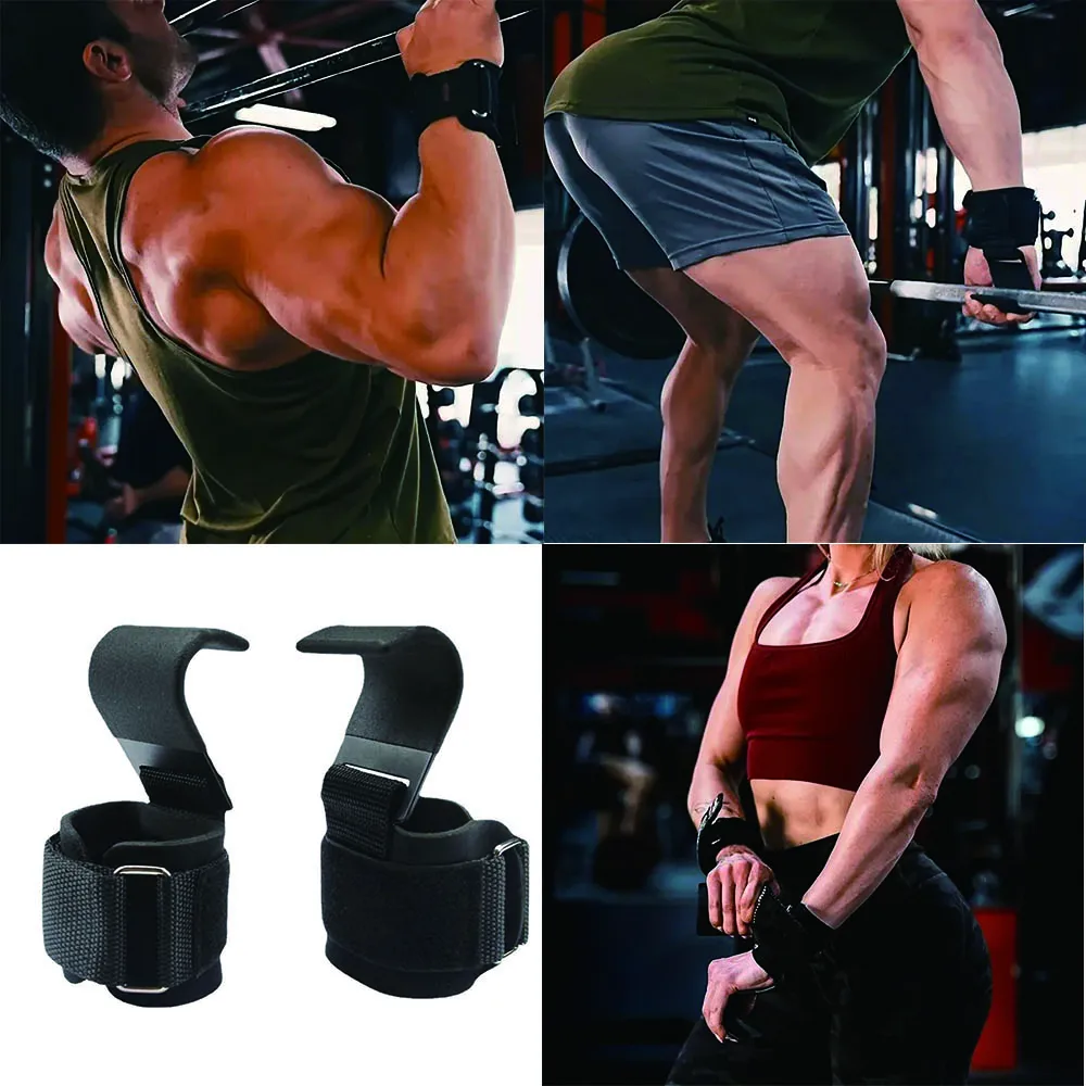 Sport Gloves Weight Lifting Gloves Weightlifting Gloves Wrist Straps Wrist Hooks Non-Slip Weight Lifting Hook Grips Wrist Wraps Hand-Bar Wrist Strap Gym Fitness Hook Weight Strap Pull-Ups Power Gloves