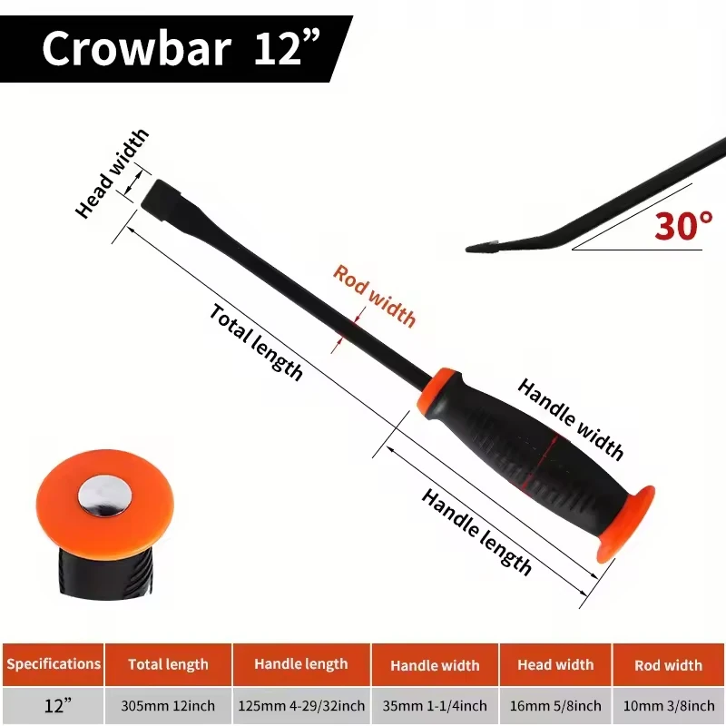 Pry Bar Heavy Duty for Lifting And Prying Industrial Grade Thicken with Angled Tip