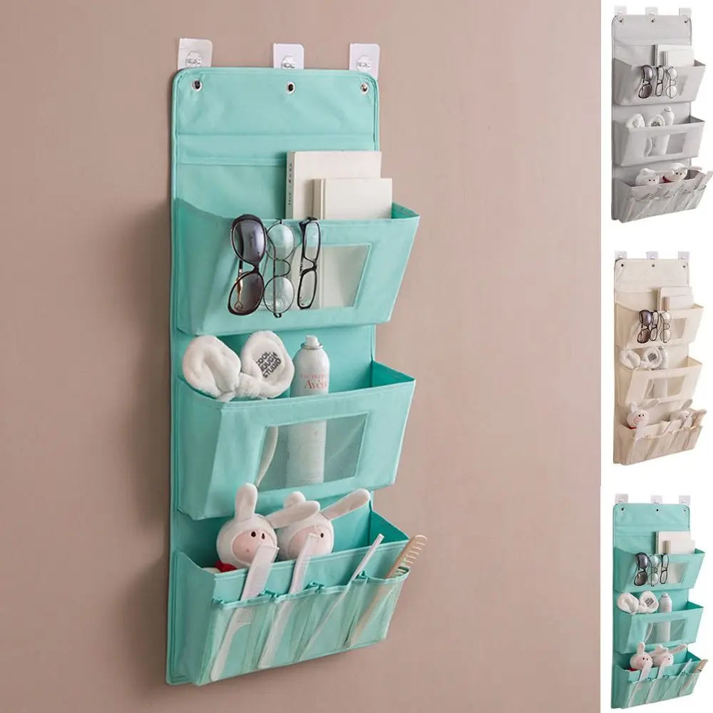 

Multiple Pockets Multi-layer Hanging Bag Grey Large Capacity Wall Hanging Bag Moisture-Proof Space Saving