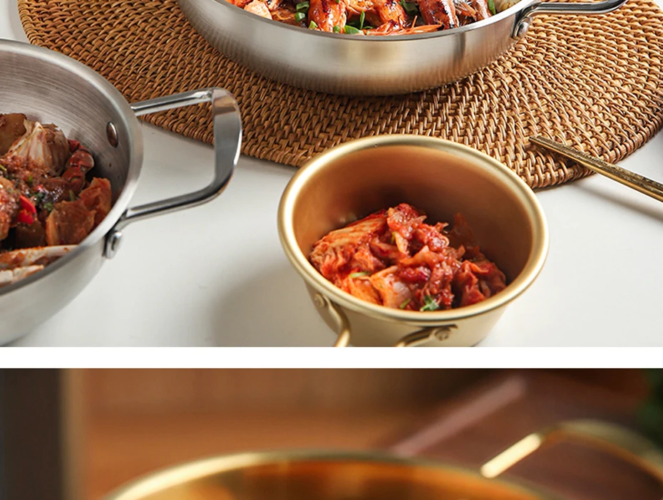 Golden Noodle Pot Korean Style Stainless Steel Soup Pot Gas Induction Pot 20 Cm