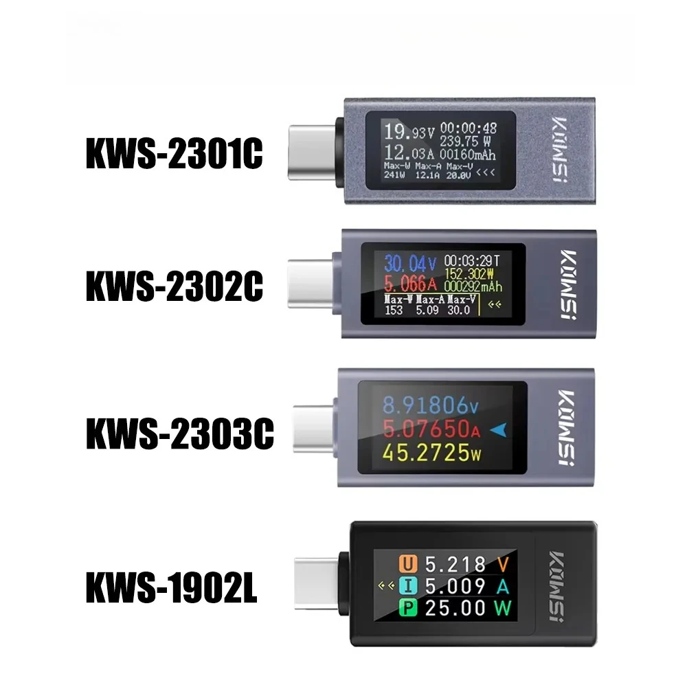 KWS-1902L 2301-3C 테스터 4-30V 0-8A 전류 전압 모니터 전원 차단 저장 기능이 있는 고속 충전 전압 전류계 전력계