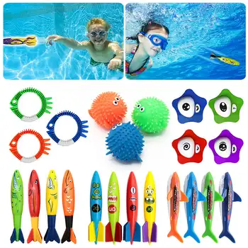 Giocattolo per immersioni in piscina per bambini siluro sommergibile caccia al tesoro giocattolo per l'acqua strumento per l'allenamento del nuoto Set regalo per l'acqua all'aperto estiva 1