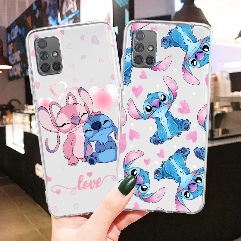 

Stitch Angel Lilo For Samsung Galaxy A04 A04E A42 A12 A02S A91 A81 A71 A51 A41 A31 A21 Transparent Soft Phone Case Coque Capa