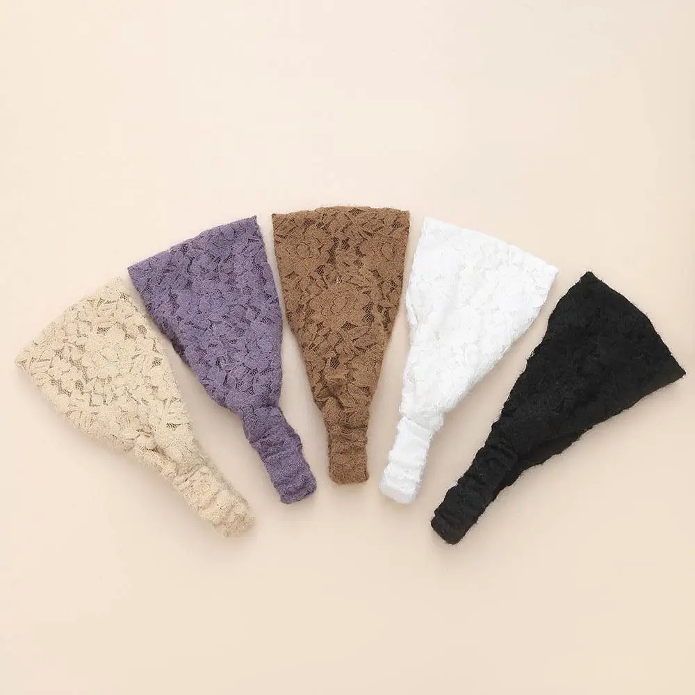 Head Wrap Boho Headband Hair Accessories Women Fashion Solid Hairbands Cloth Turban Lace Elastic Women Hair Band