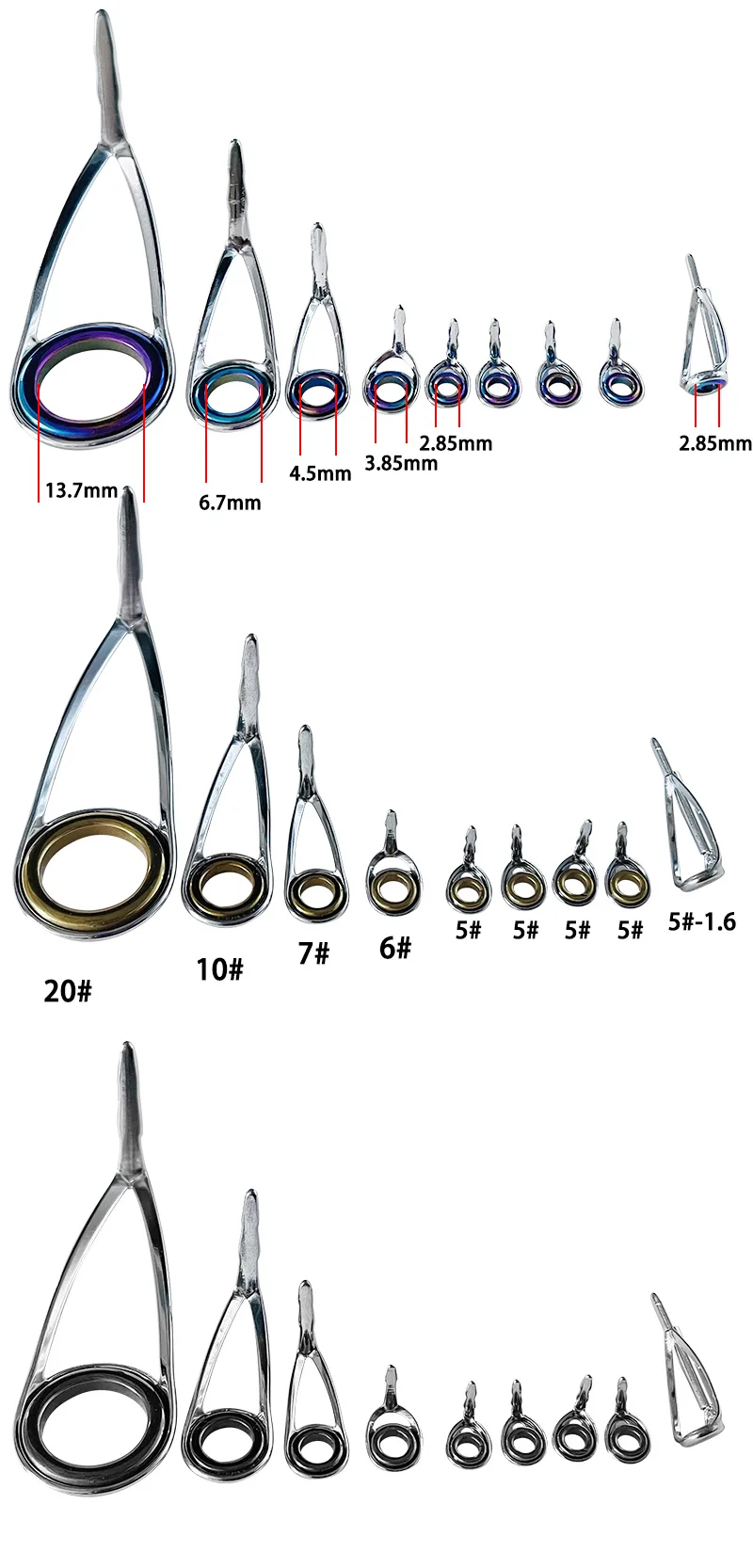 TN20-1 5 Sätze Spinnen leichte Angelrute Führungen Edelstahl Keramik Ringe Rute Reparatur-Kit Spinnen Ersatz zubehör – Detail 2