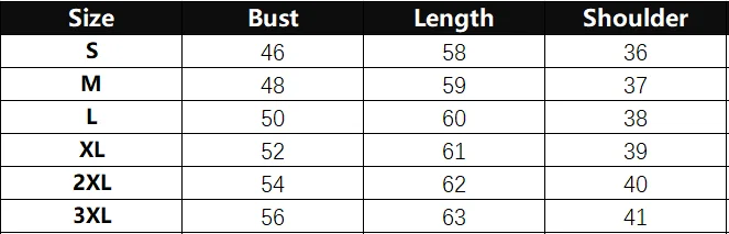 Vest Size Chart