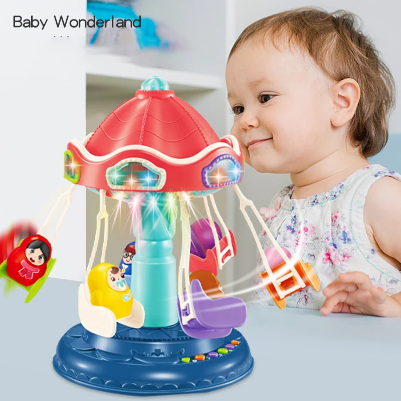 

Electric Children Amusement Park with Light Music Rotating Swing Model Toys Soothing Educational Toy for Children Birthday Gift