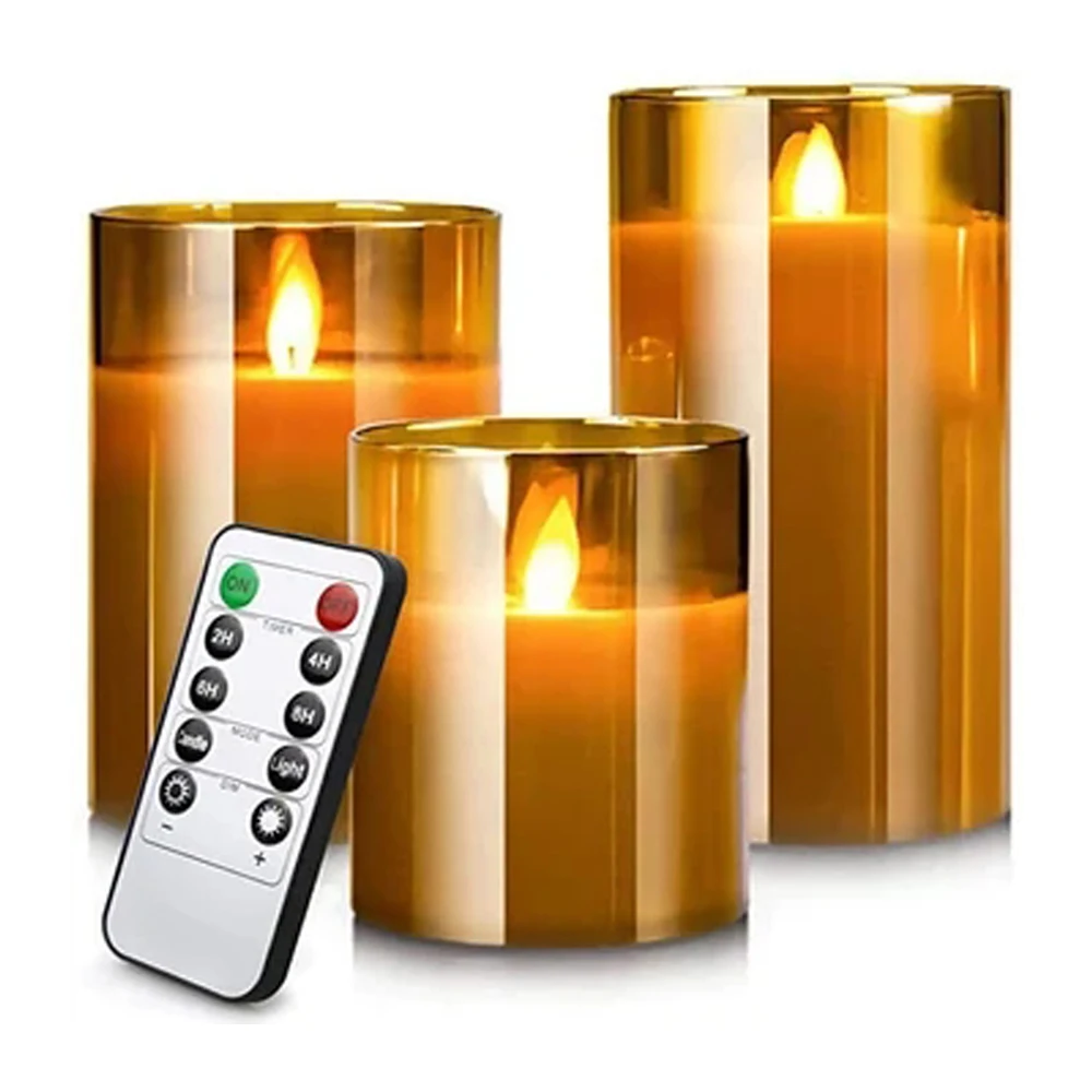 LED Acrylic Candle Set – Remote Control Timers for Christmas & Weddings 1