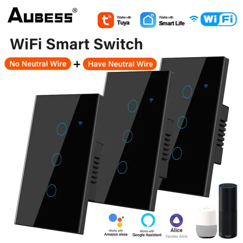 TUYA WiFi Smart Touch Switch Home Wall Button 1/2/3/4 Gang US PLUG Universal Work With Alexa And Google Assistant