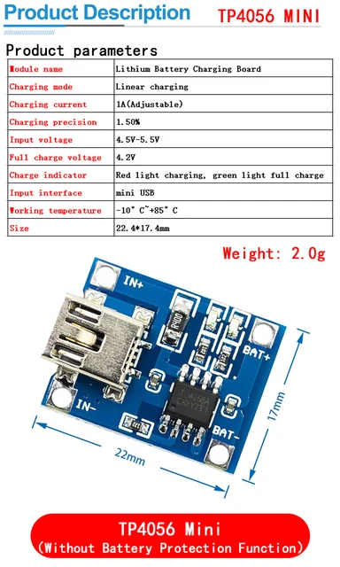Módulos Electrónica Módulo Cargador TP4056 Micro USB - 5V 1A Para Baterías Li-ion, Incluye E-Book Módulo Carga Li-ion 1a
