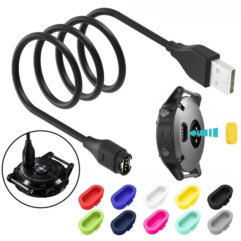 USB Charging Cable For Garmin Watch Vivosmart 5/ Fenix 7S 7 7X 6X/ EPIX 2/ Instinct 2 2S/ Forerunner 245 Charging Dock Dust Plug usb charging cable,smart watch charging cable