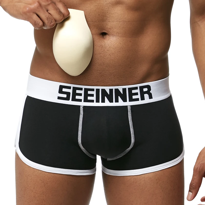 Men Boxer Shorts Men's Push up Front Padded Underpants Size S M L XL XXL