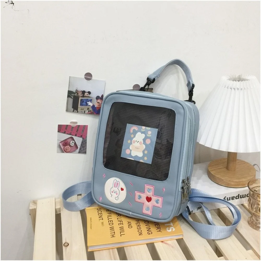 Cute Clear Kawaii Bag Backpack Pin Dispaly Transparent Rucksack Women Shoulder Bunny Girls Japanese Lolita Handbag