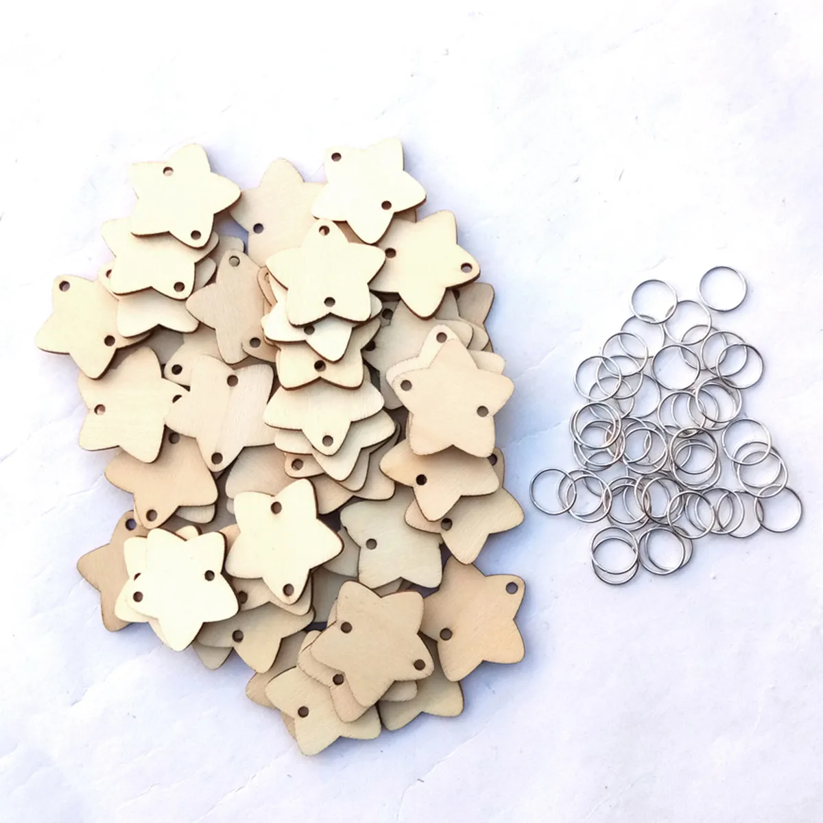 100Pcs 와이어 링이있는 나무 공예 요소 DIY 생일 파티 결혼식 휴일 장식 나무를위한 크리 에이 티브 사진 소품 키트