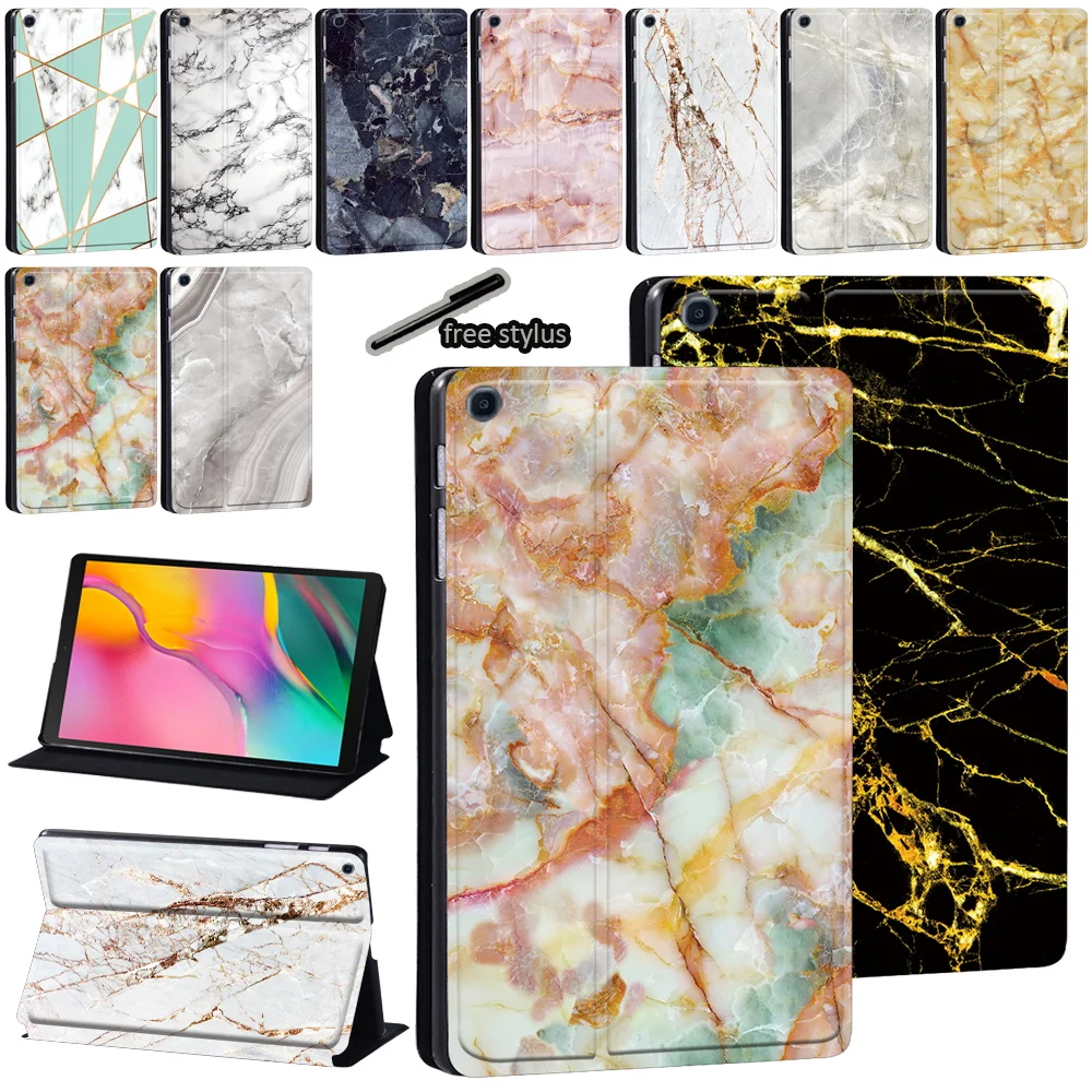 Custodia Per Tablet Per Samsung Galaxy Tab S7 11/S6 Lite 10.4/S6 10.5/S5E 10.5/S4 10.5 Pollici Stampa Marmo Anti-Goccia Copertura In Pelle