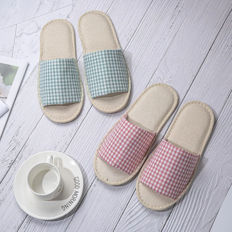 4 Pairs/lot Slippers Men Women Hemp Hotel Disposable Slides Home Travel Sandals Hospitality Footwear One Size Wholesale Open Toe
