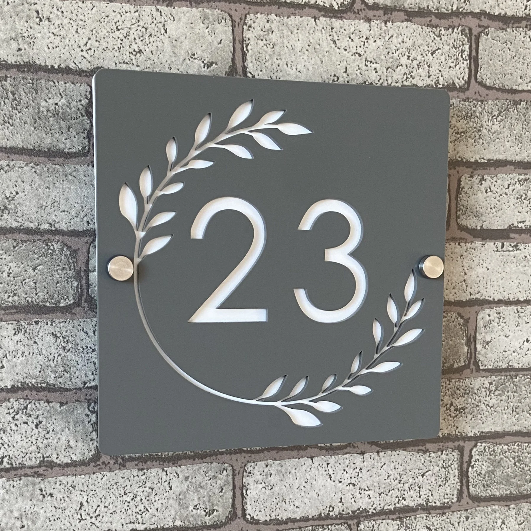 Personalized 3D Hollow Acrylic Outdoor House Number Plate Customizable Address Sign Home Wall Room Gray Silver Plaque Name house number signs house numbers number plate house wall plaques