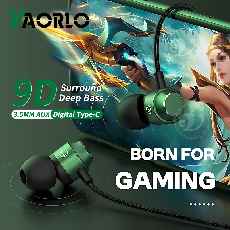 Enhanced Metal Magnetic Gaming Earbuds with 9D Surround Sound and HIFI Heavy Bass