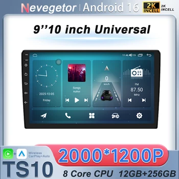 Radio de Coche 2 Din Android 16 con Carplay y Android Auto, Reproductor Multimedia Universal de 9/10 Pulgadas, GPS, Navegador, Autoradio, Wifi, 8 Núcleos, Estéreo, RDS 1