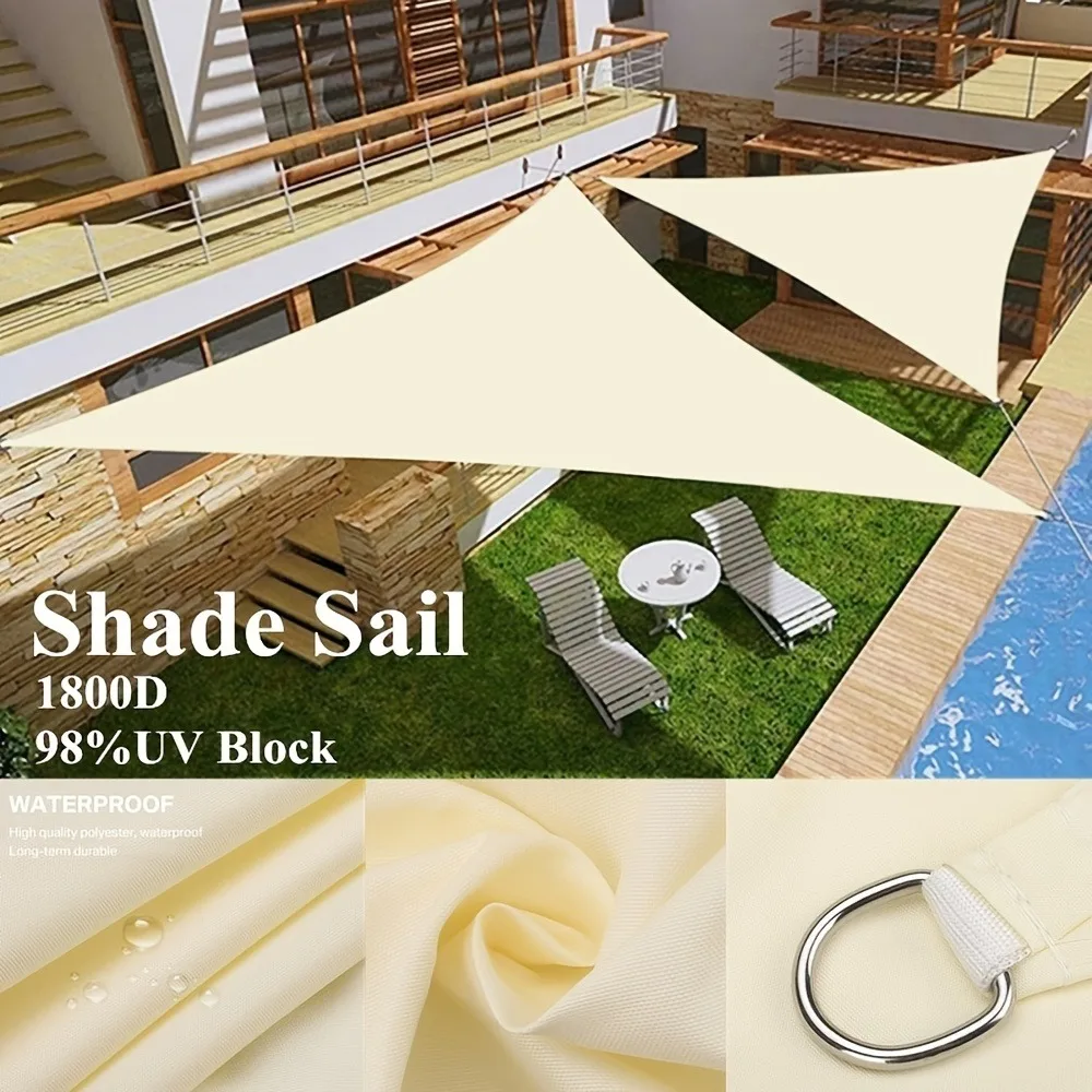 

5*5*5m Triangular Shade Sail for UV Block Sun Shelter Outdoor Gardon Waterproof Facility & Activities Backyard Awning Camp Tent