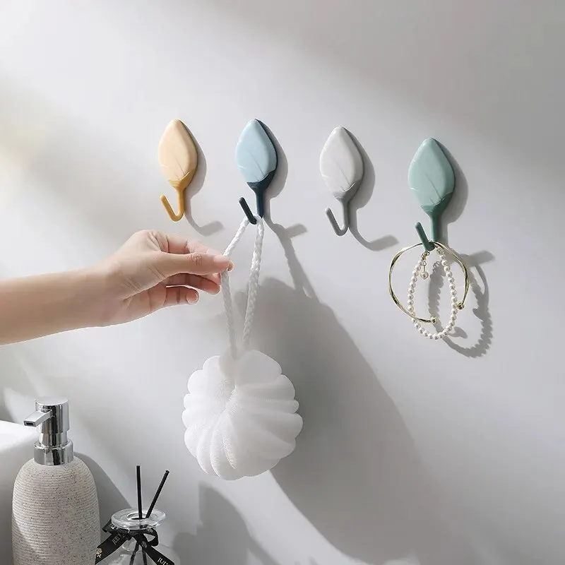 10PCS Modern Minimalist Leaf Hook Kitchen Bathroom Wall Door High Load-bearing Non Marking Strong Non Punching Pon Nail