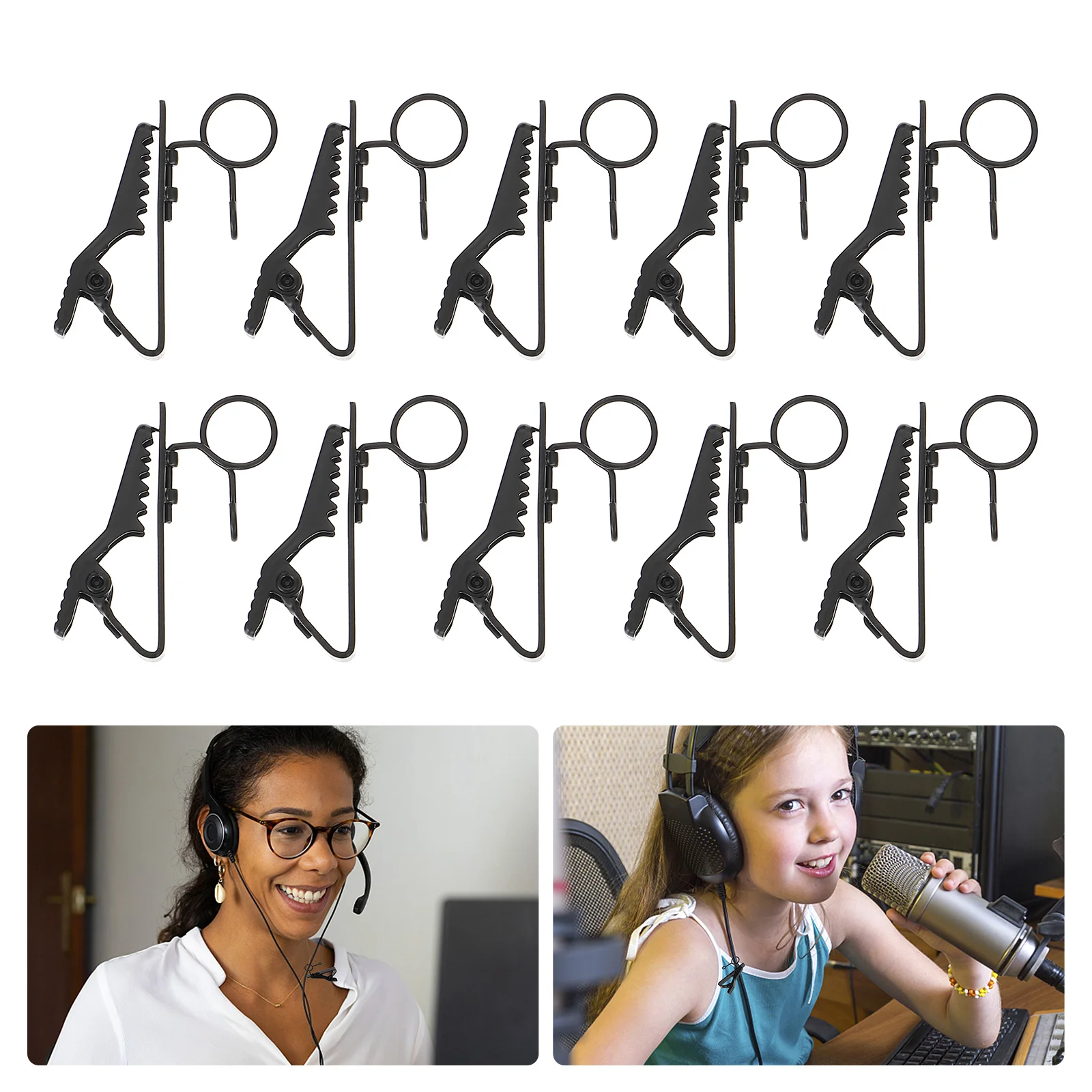 

Microphone Lavalier Iron Collar Clip for Clips Wire Lapel Holders Replacement Wireless Microphones