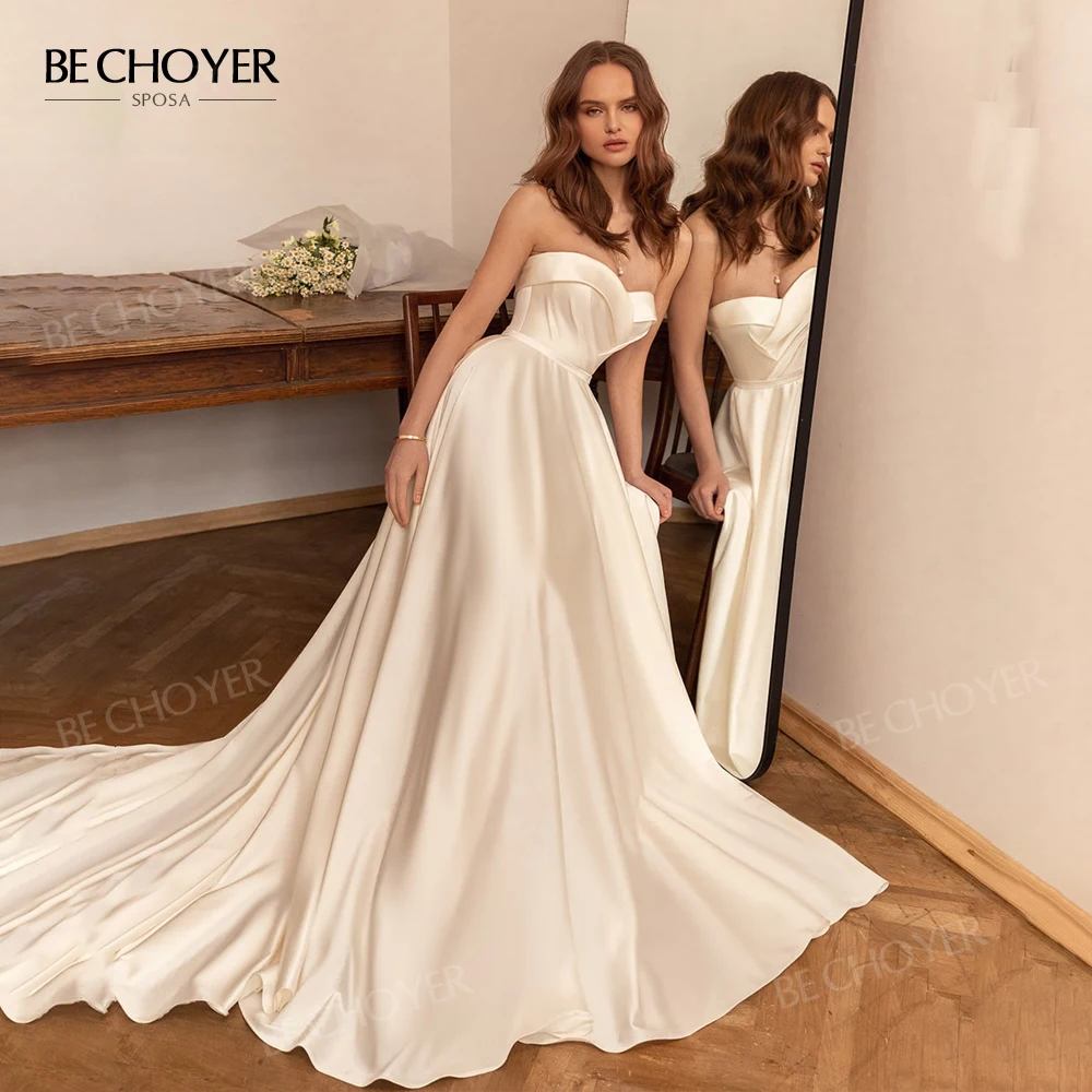 BECHOYER Sweetheart Wedding Dress Elegant Sleeveless A-Line Beach Princess  customized Bride Gowns EL167 Party Vestido de Noiva - AliExpress 320