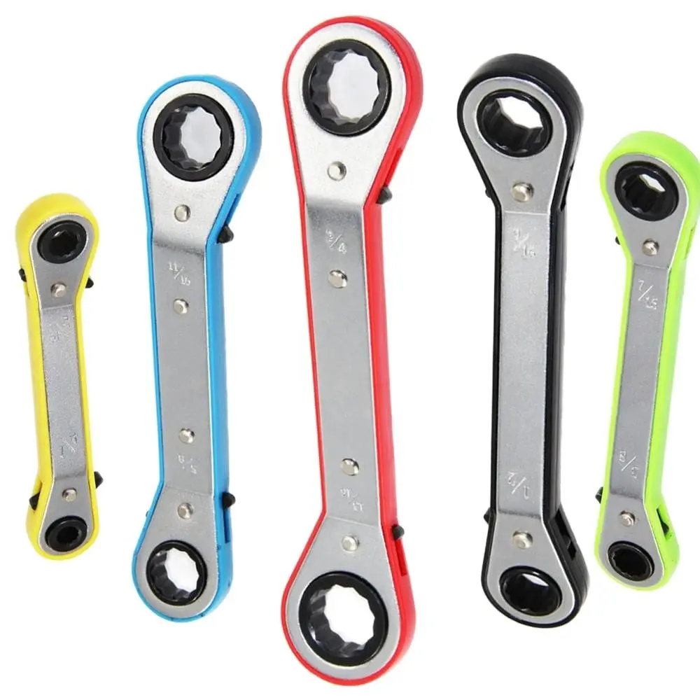 5 Pcs 8-27mm Chrome Vanadium Ring 2 Heads Ratchet Wrench Colors Reversible Ratchet Combination Spanner Set Metric/SAE