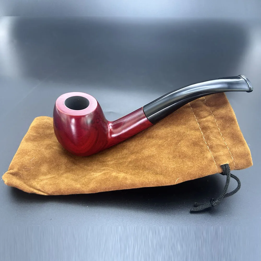 1pcs Red Sandalwood Wood Tobacco Smoking Pipe Wooden Classic Bent Pipes Smoking