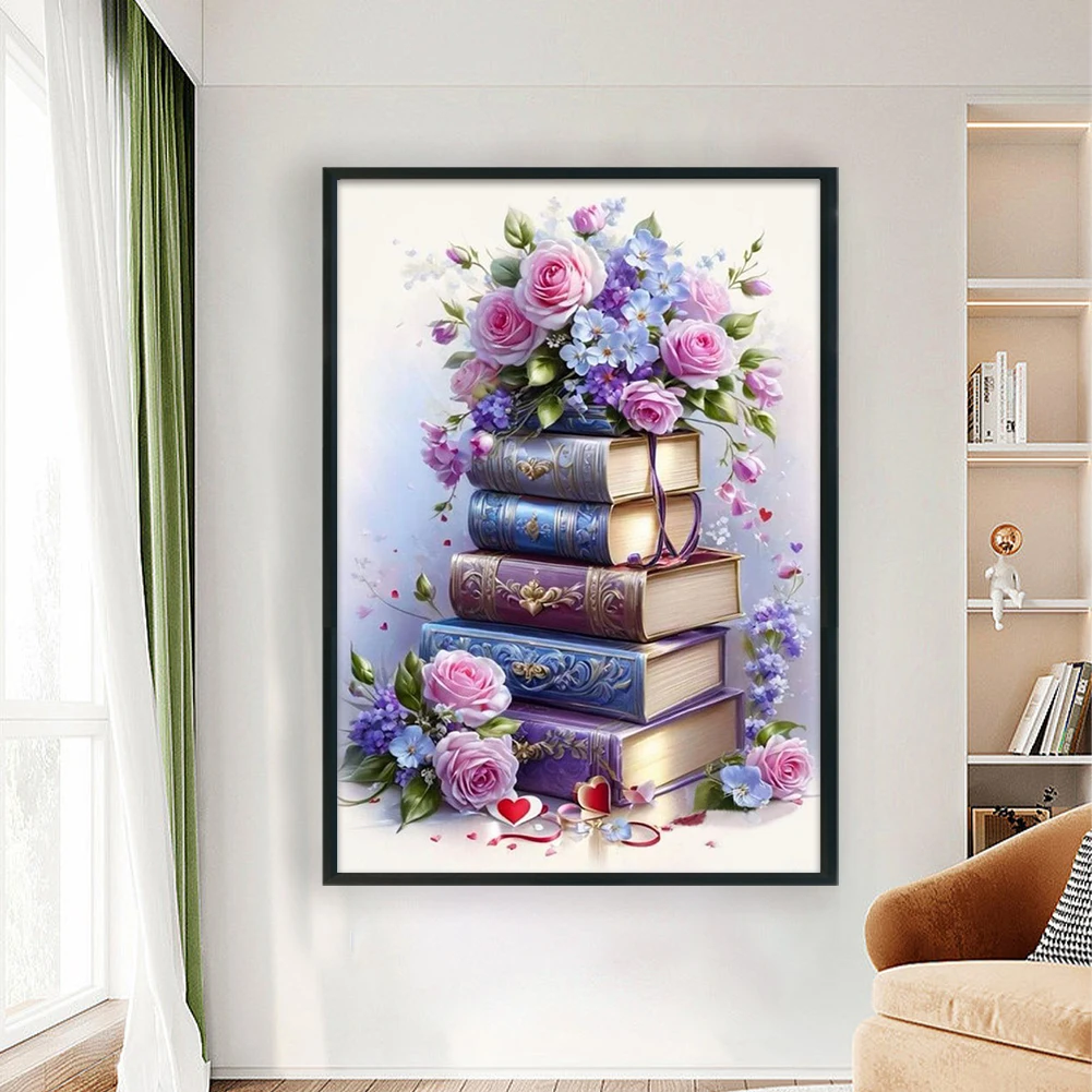 풀 자수 면사 11CT 프린트 플라워 크로스 스티치 키트 40x60cm