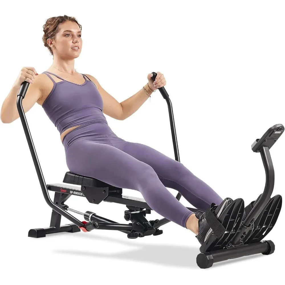Smart Compact Full Motion Rowing Machine Full Body Workout Low Impact Extra Long Rail 350 LB Weight Capacity