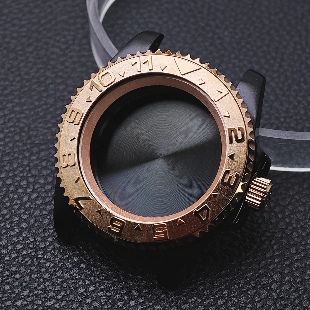 High-Quality Black Gold/Rose GMT Case with Chapter Ring - Stainless Steel Waterproof Accessories