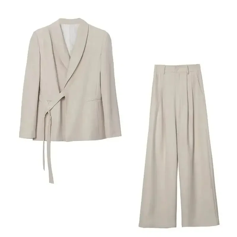 

Two-piece Suit Jacket with Wide-leg Pants Women Two Peice Sets New Conjuntos Femininos Elegantes Ensemble Femme Chic Et Élégante