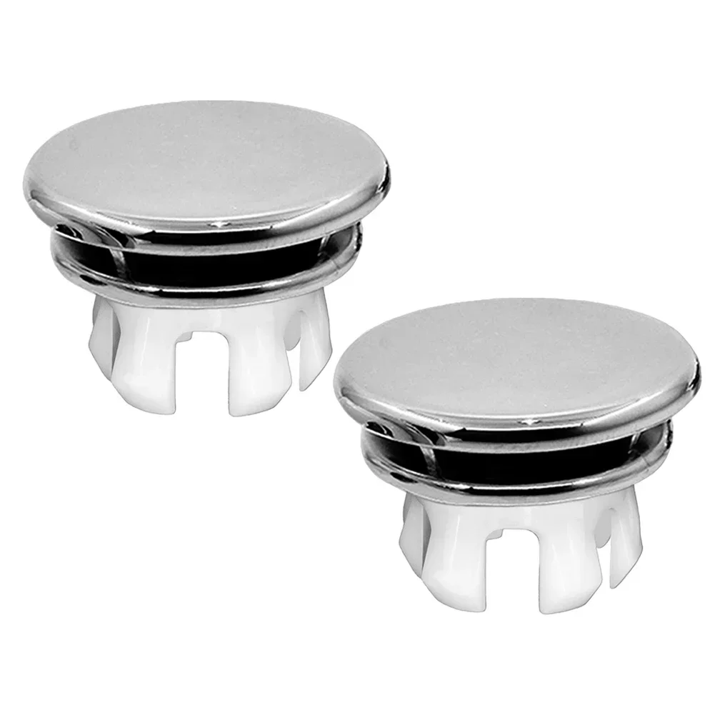 2pcs Bathroom Basin Sink Hole Overflow Replacement Cover Chrome Round Trim Ring Sink Overflow Cover Bathroom Sink Overflow Cover