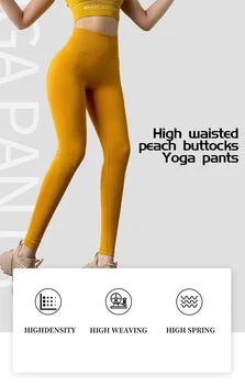 Pantaloni da yoga per fianchi color pesca senza cuciture, pantaloni lunghi con sensazione nuda, leggings sportivi per il sollevamento dei fianchi, vestiti da yoga, pantaloni fitness per donna 1