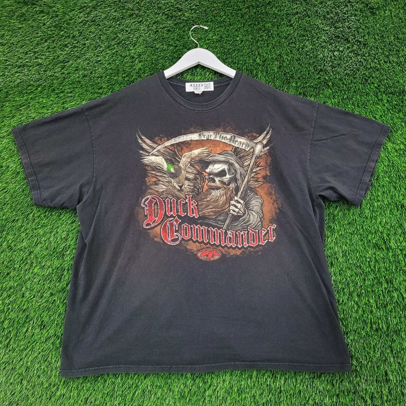 Duck Commander Fear The Reaper Shirt 2Xl Black Skull Graphic Tee Maniche Lunghe