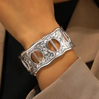 DOTIFI Stainless Steel Widened Cuffs Adjustable Bracelet Bangle For Women, Non Fading Daily Jewelry Accessories Gifts 2