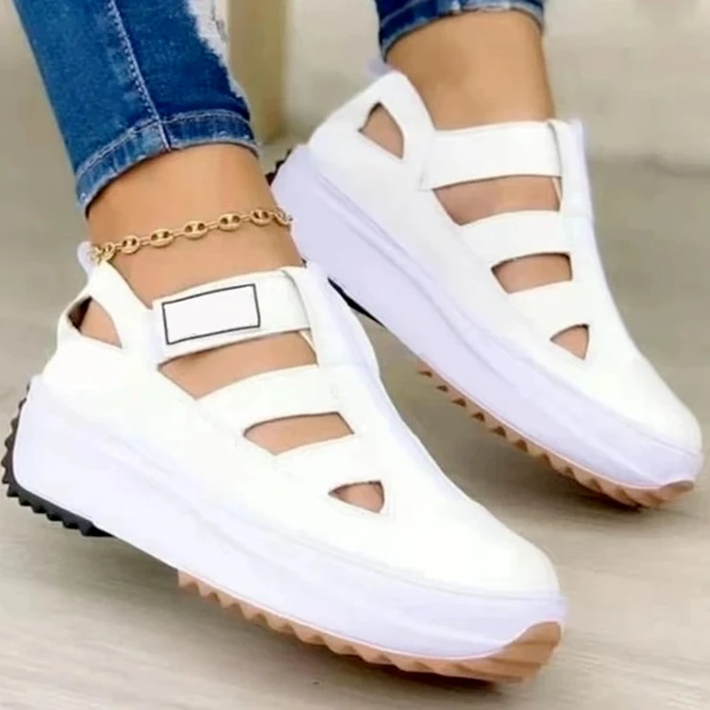 Zapatos de plataforma con agujeros para mujer, zapatillas de deporte informales, sandalias transpirables, zapatos de plataforma, novedad de verano, 2023| | -