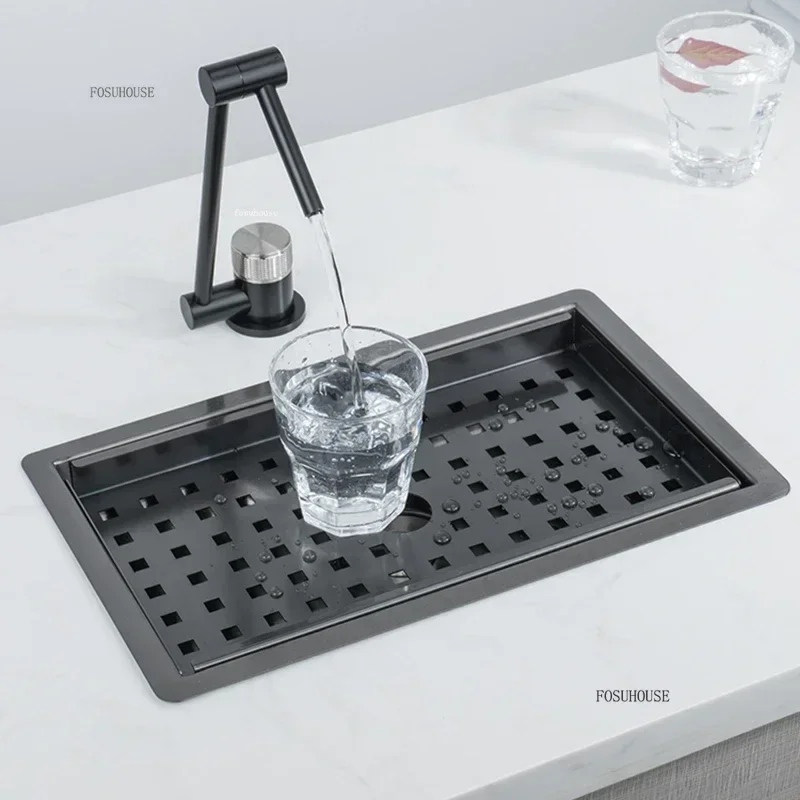 Nano Sink Hidden Stainless Steel Kitchen Sinks Island Bar Invisible Mini Small Single Sink Pantry with Cover Kitchen Fixture ZZ