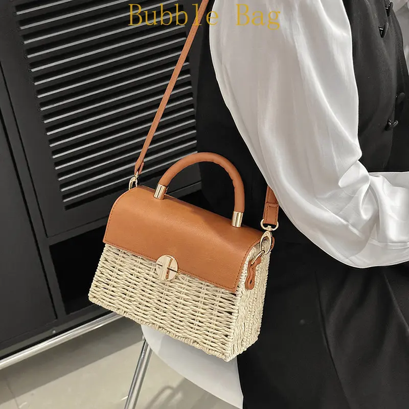 Trendy Designer Woven Handbags and Purses Women Shoulder Crossbody Bags 2023 New Beach Straw Messenger Bags High Quality