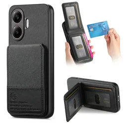 Luxury RFID Card Leather Wallet Flip Case with Holder - Poco X8 Pro (Black)