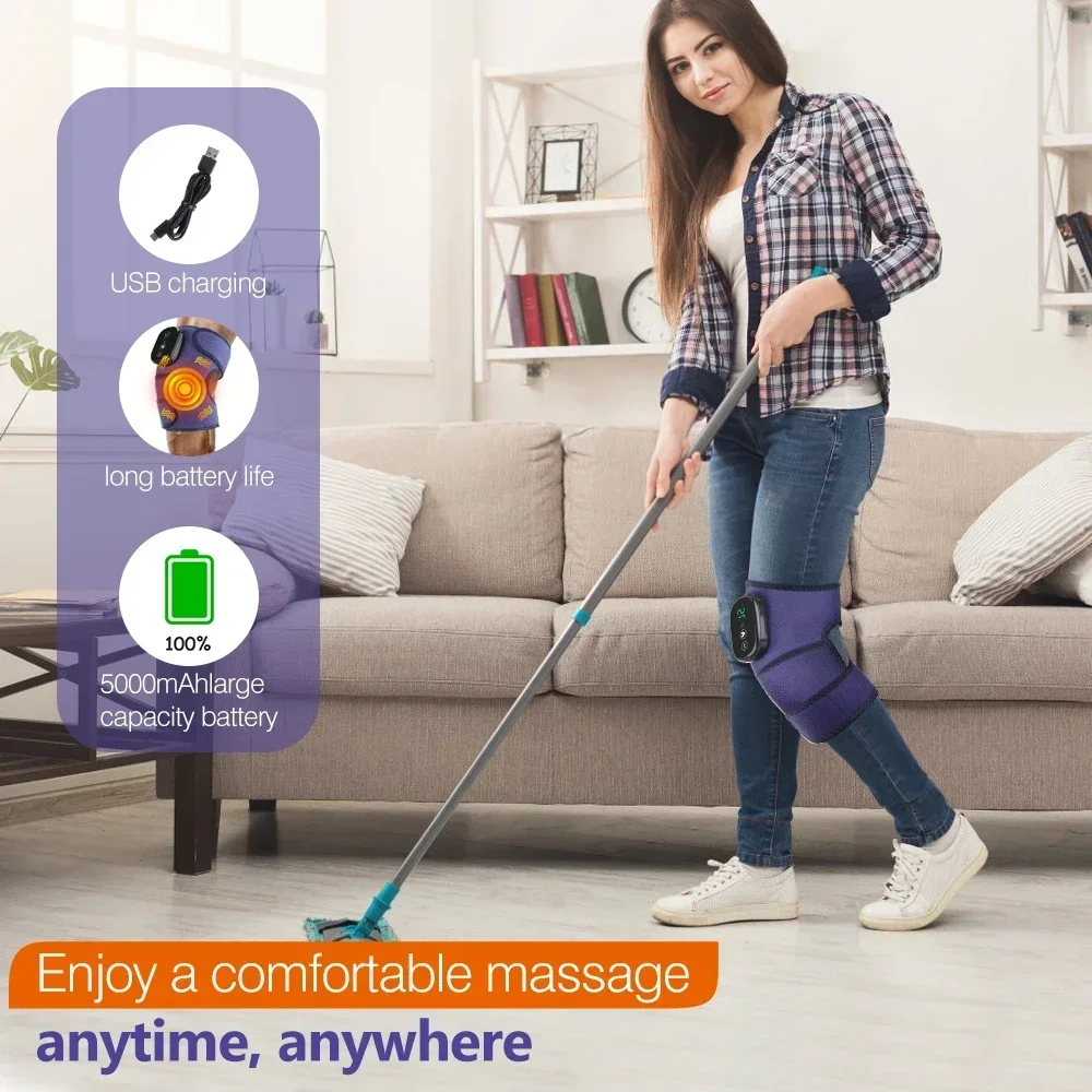 Eletric Heating Device Vibration Physiotherapy Knee Pads for Elbow Joint Osteoarthritis Rheumatic Pain Warm Massage_voghion.com