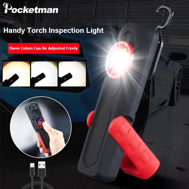 Pocketman COB + LED Work Light Portable Flashlight Camping Light Rechargeable Work Lamp Auto Repair Inspection