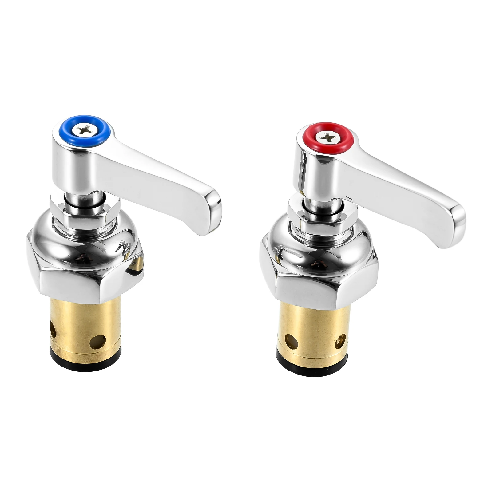 2Pcs Cold And Hot Side Handle Stem Assembly Fits for T&S Brass Faucets Replace 002713-40 002714-40 Spindle Valve Replacement