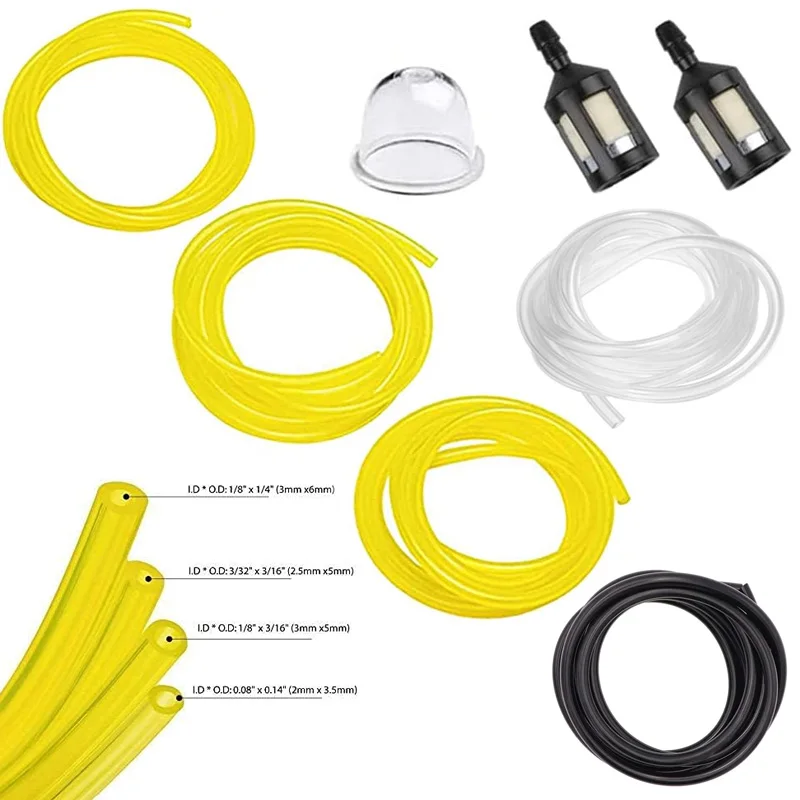 Fuel Hose Kit Multiple sizes 2x3.5/2.5x5/3x5/3x6/2.4x4.8mm suitable for Trimmer Chainsaw Blower Tool fuel gas hose,fuel hose