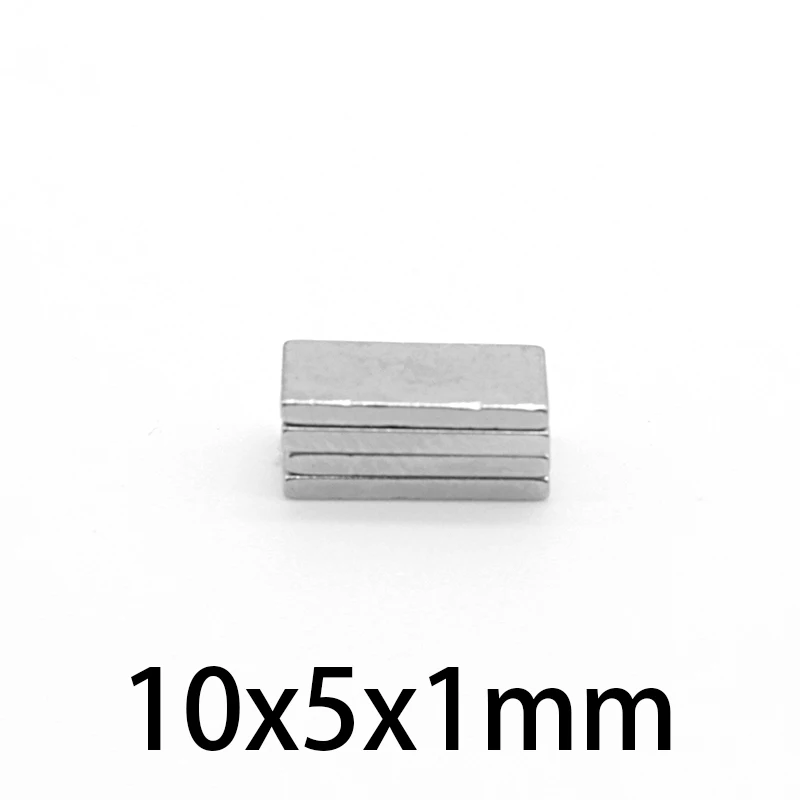 20/50/100/200/300/500/1000PCS 10x5x1 Thin Rectangular Rare Earth Neodymium Magnet Sheet N35 Block Search Magnet 10x5x1mm 10*5*1