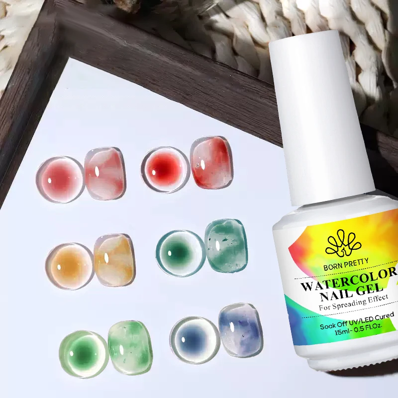 본 프리티 15ml 가을 네일 블로섬 젤 스프레딩 이펙트 워터컬러 플라워 젤 네일 아트 매니큐어 페디큐어용 간편 적용