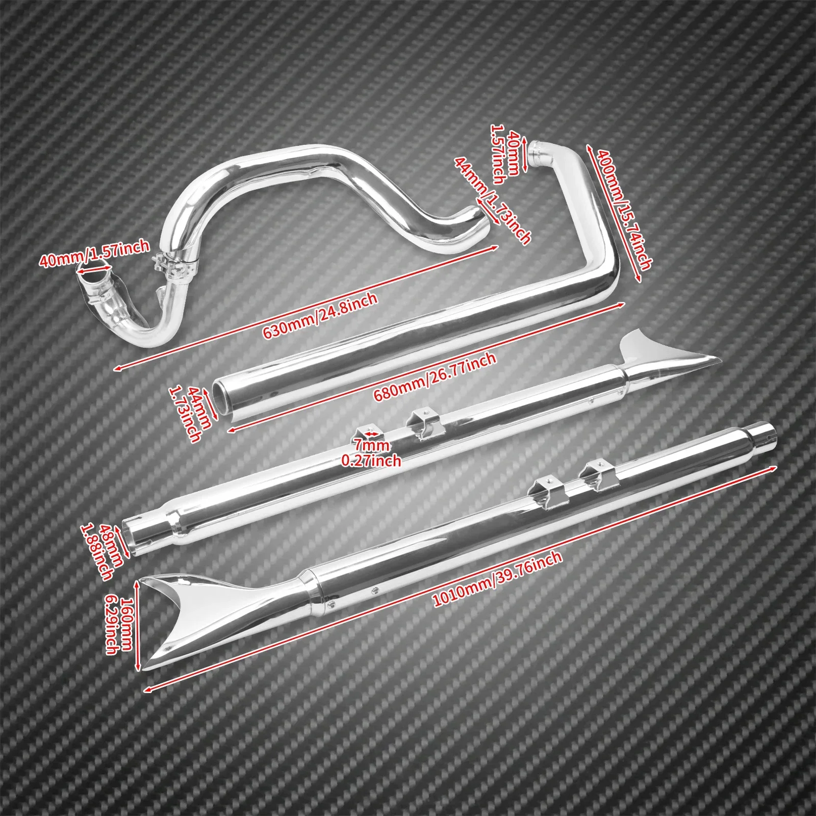 Motorcycle Exhaust Pipe Dual System Chrome for Harley Softail Breakout Slim FLS Fatboy FLSTF Deluxe FLSTN Standard FXST 07-