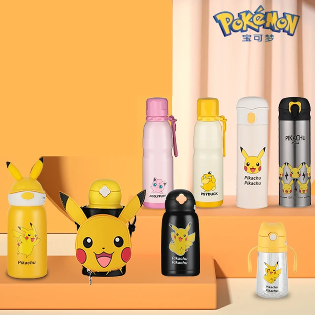 380ML Pokemon Anime Children Thermal Bottle Pikachu Thermos Keeps Heat Kids  straw Cup Pokemon Adult Stainless Steel Water Cup - AliExpress