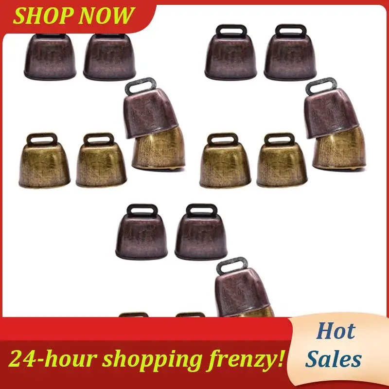 AB31-18 Pcs Metal Cow Bell, Cowbell Retro Bell For Horse Sheep Grazing Copper, Cow Bells Noise Makers